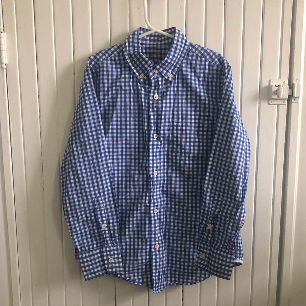 Classic Blue Gingham Button-Down Boy’s Shirt